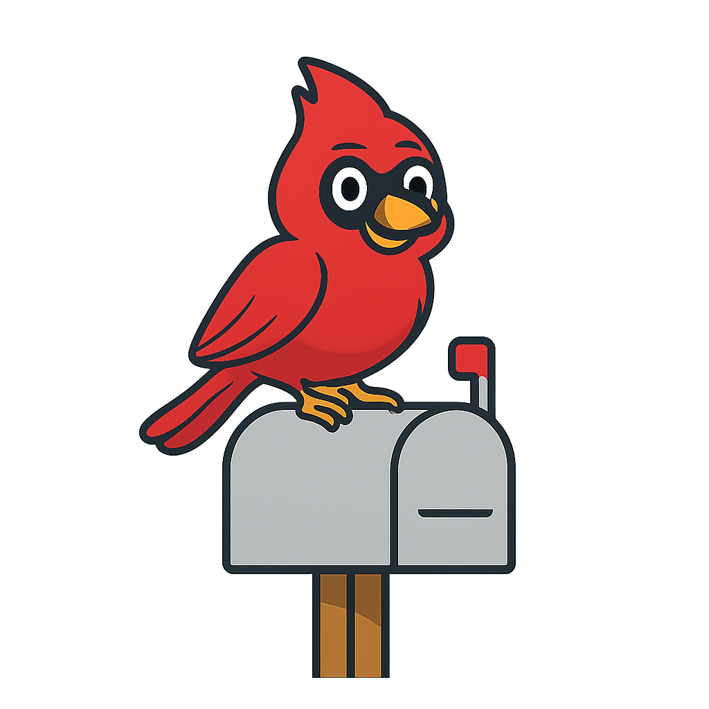 Cardinal bird on a mailbox
